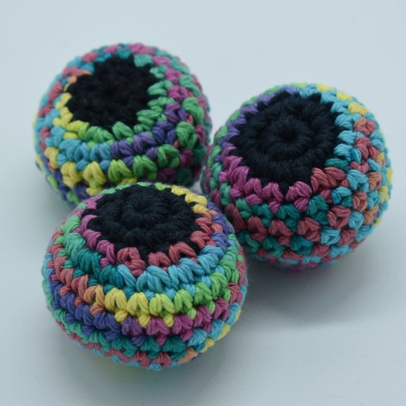 Three Handcrafted Catnip filled crocheted balls - Picture 2 of 4